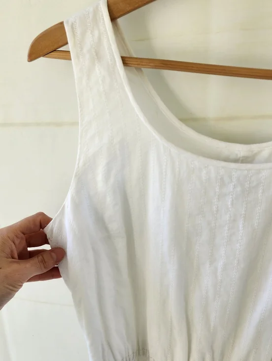 Talbots White Sleeveless Sun Dress with Waist Tie - Picture 8 of 10